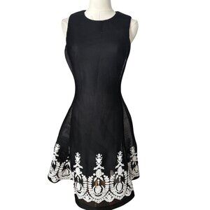 2/$30 DKNY Black Mesh Dress With White Embroidery Detail